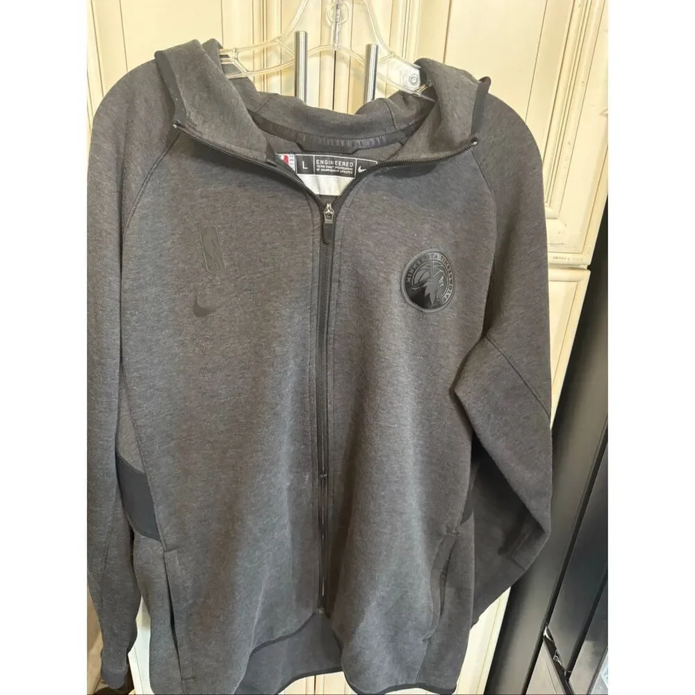 Nike Men's Dri-Fit NBA Minnesota Timberwolves Full Zip Hoodie Jacket Gray Large